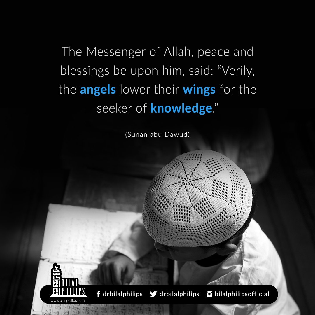 Verily, the angels lower their wings for the seeker of knowledge